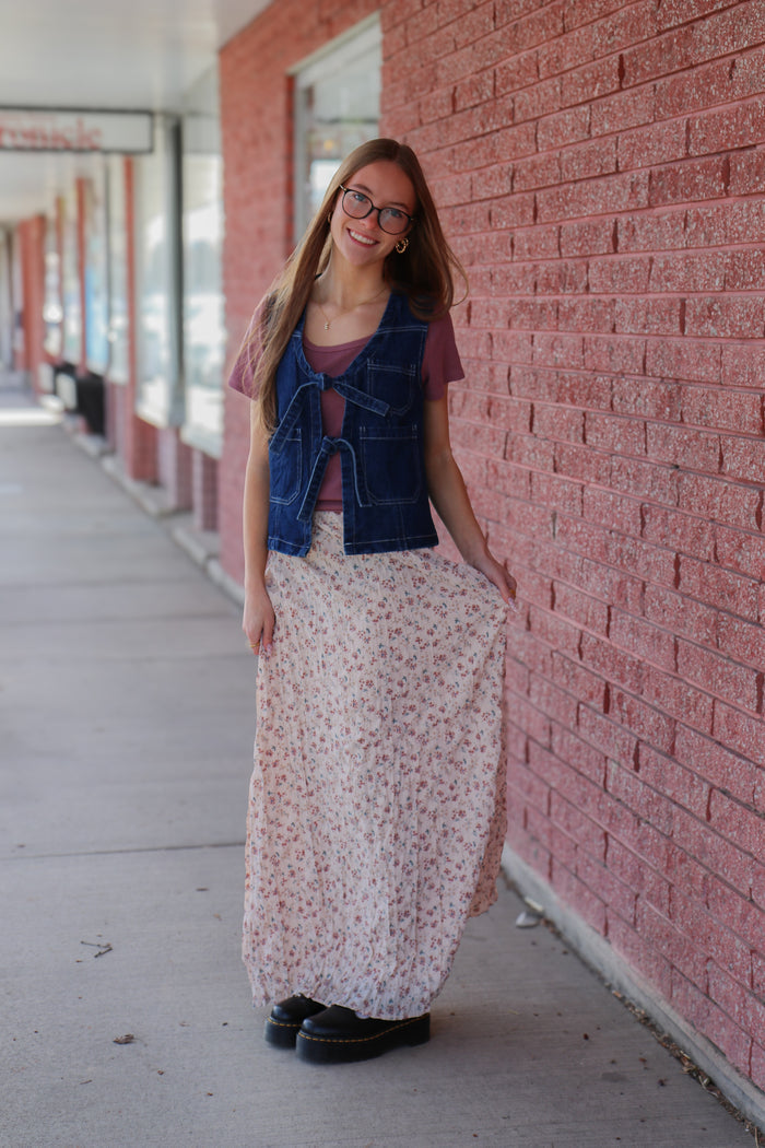 Denim Tie Vest in Inkwell Vest Mikarose- Tilden Co.