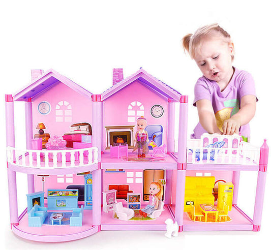 DIY Assembled Doll House plastic villa toy.