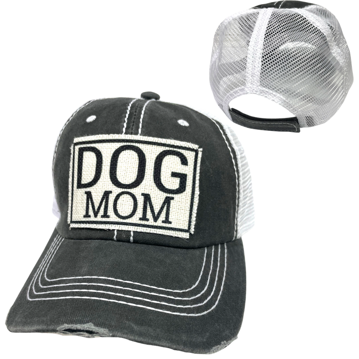 DOG MOM BALL CAP | WOMAN'S HAT | DISTRESSED - Dog.Dog.Cat.