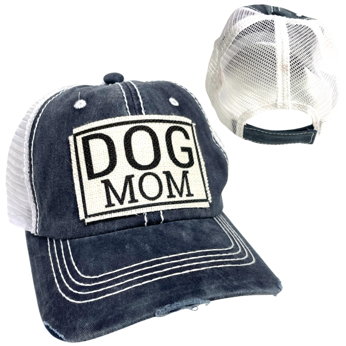 DOG MOM BALL CAP | WOMAN'S HAT | DISTRESSED - Dog.Dog.Cat.