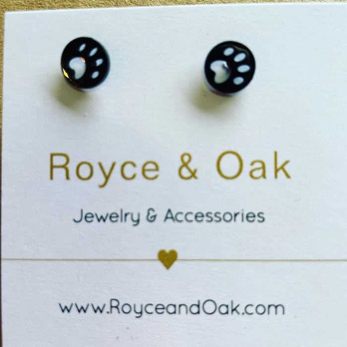Dog Paw Circle Studs- Royce & Oak
