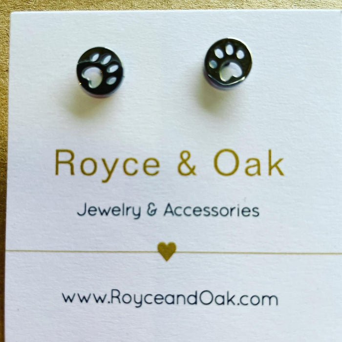 Dog Paw Circle Studs- Royce & Oak