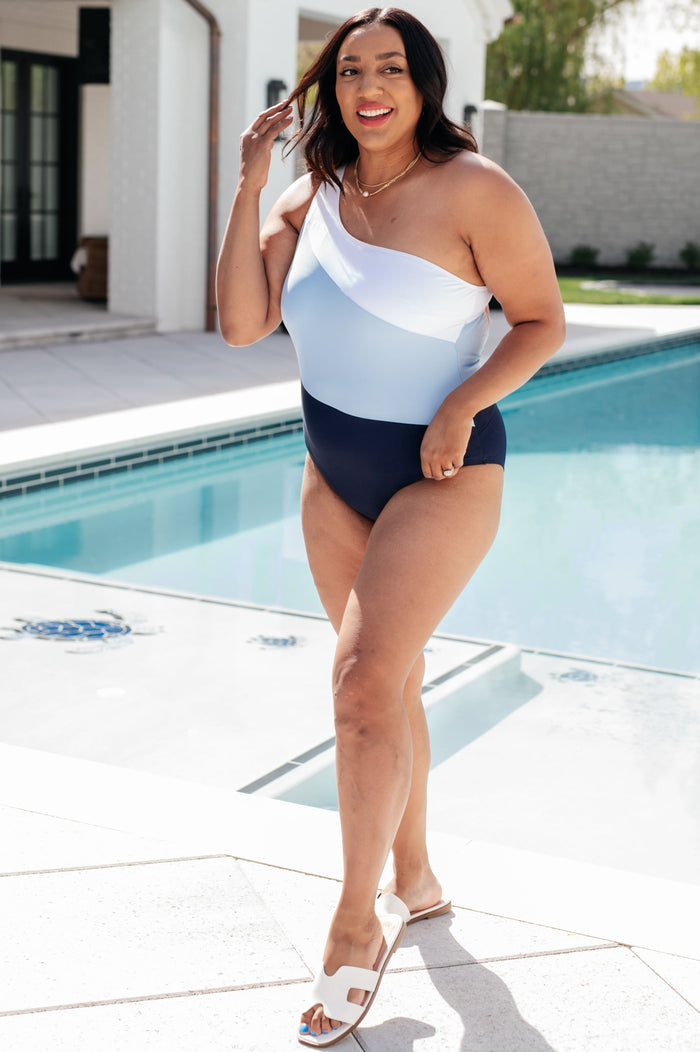 Dominica Color Block Asymmetrical Swimsuit One Piece Swimsuit Ave Shops- Tilden Co.