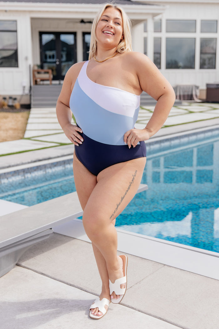 Dominica Color Block Asymmetrical Swimsuit One Piece Swimsuit Ave Shops- Tilden Co.
