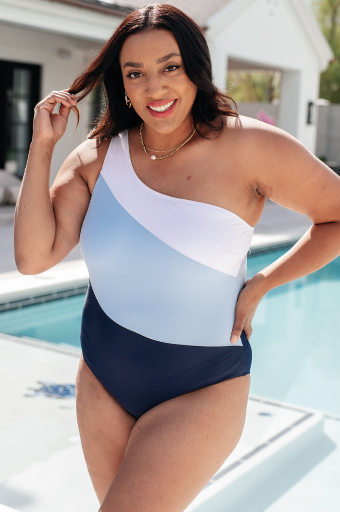 Dominica Color Block Asymmetrical Swimsuit One Piece Swimsuit Ave Shops- Tilden Co.