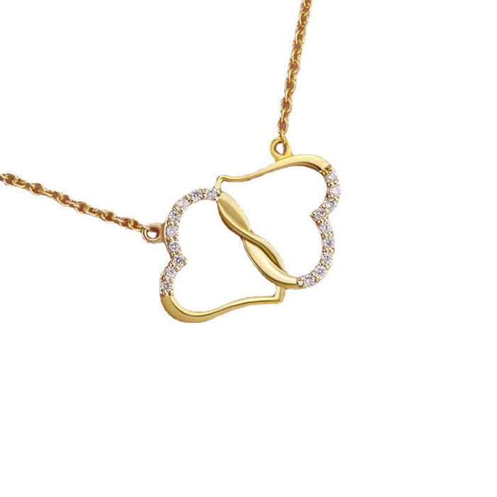 Double Heart Love Necklace inside illuminated wooden gift box