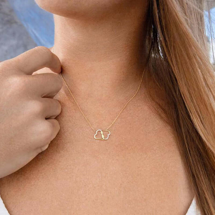 Double Heart Love Necklace gold color variant front view