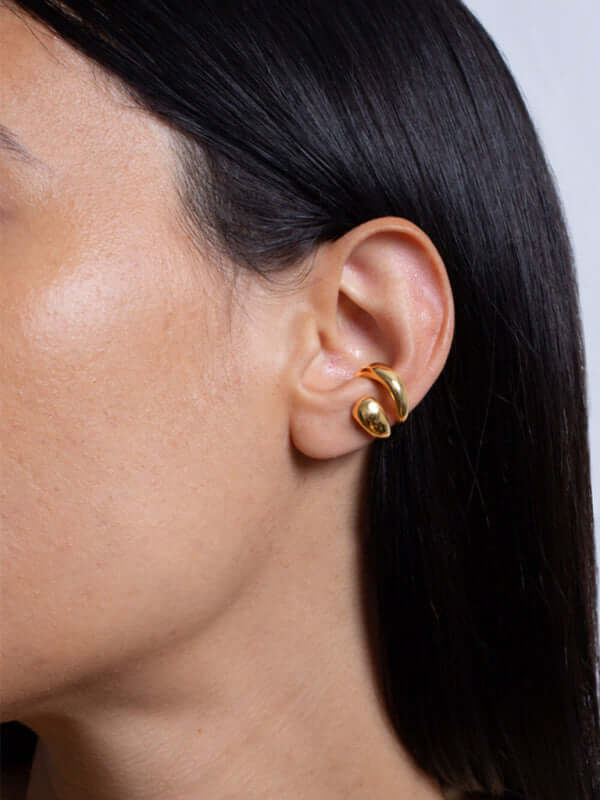 Double Layer Non Piercing Simple Ear Bone Clip Elegant Style front view