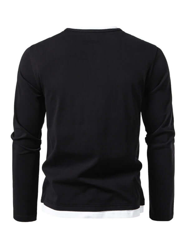 Double Layer V Neck Long Sleeve T Shirt for Men long sleeve design