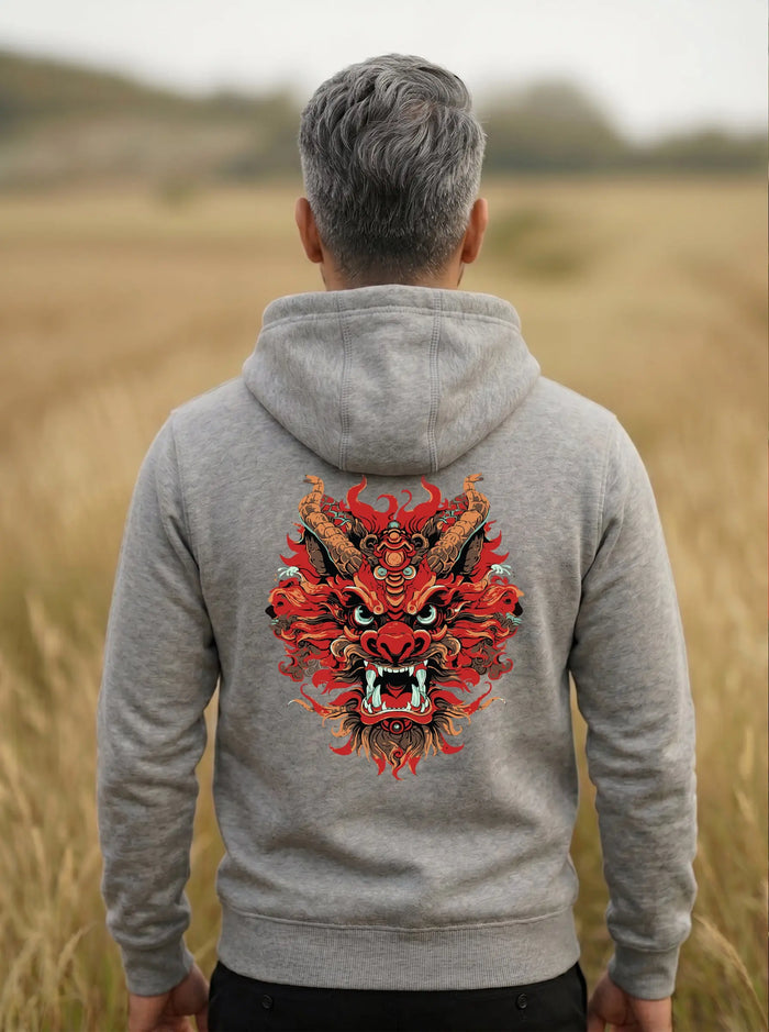 Dragon Printed Full Sleeve Pullover Hoodie LEON