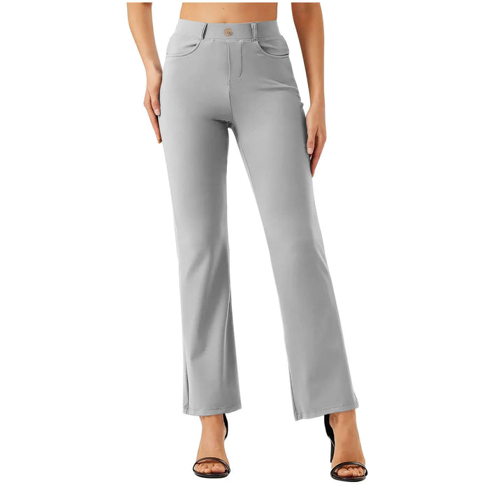 Elastic Waist Work Office Straight-leg Trousers flexible waistband comfort