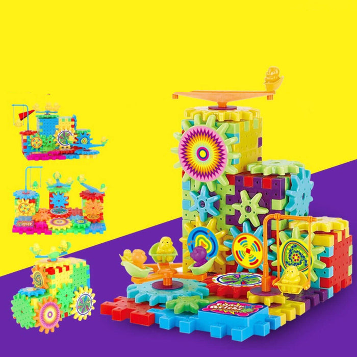 Electric Gears 3D Model Building Kits green and pink blocks.