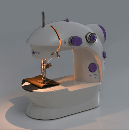 Electric Mini Household Multifunctional Sewing Machine in white and purple color, designed for easy home sewing.