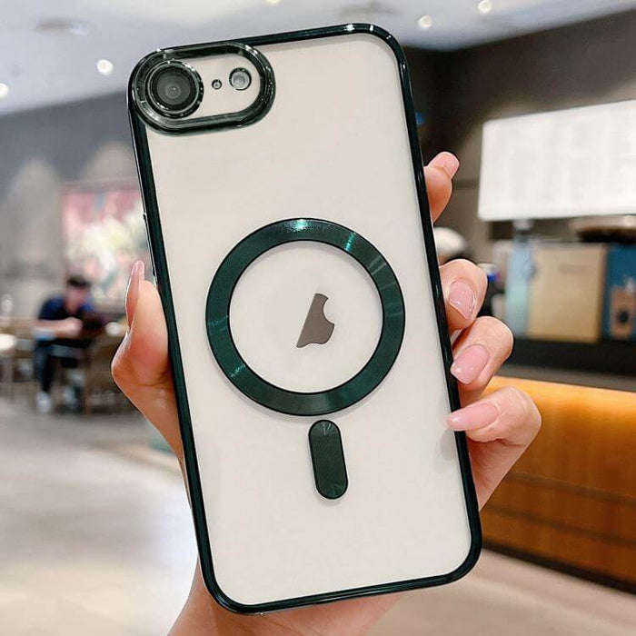 Electroplating MagSafe Phone Case for iPhone flexible TPU protective body being bent safely to test durability