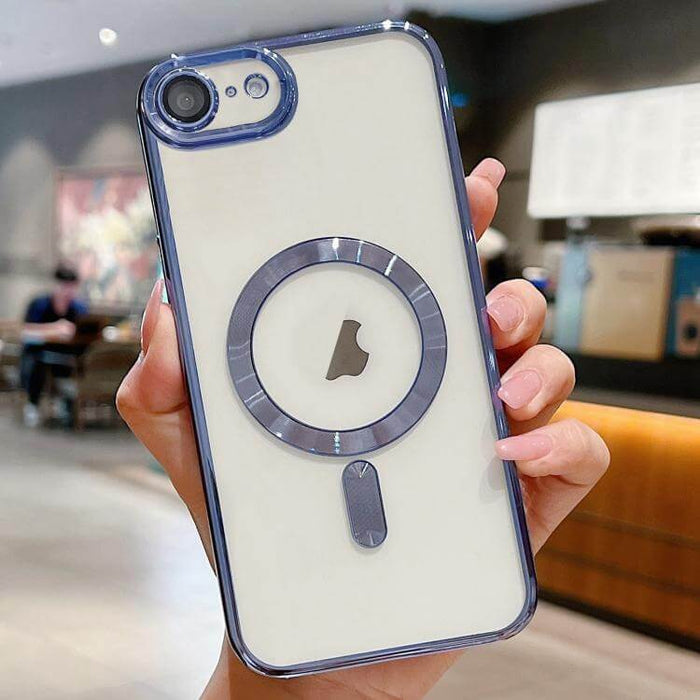 Electroplating MagSafe Phone Case for iPhone crisp white premium color variant fitted onto an iPhone 16e device