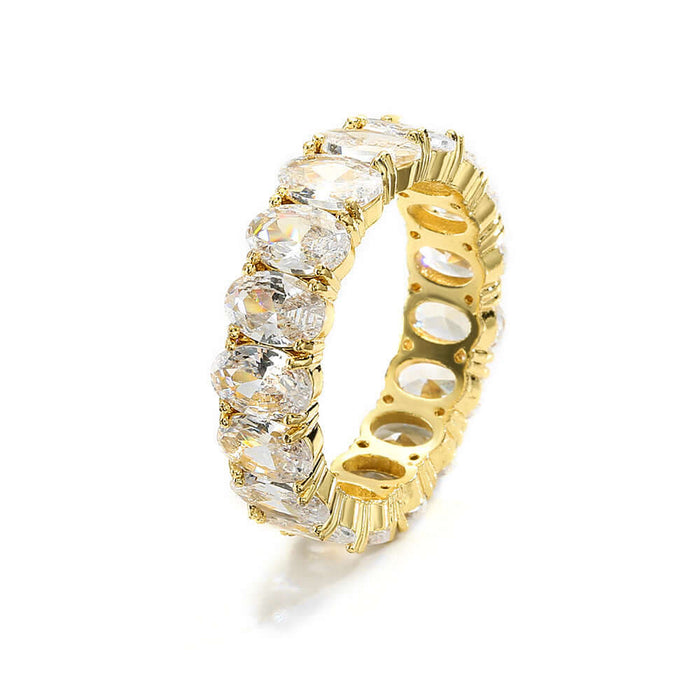 Elegant Luxe Copper Ring Inlaid With Zirconias gold plated