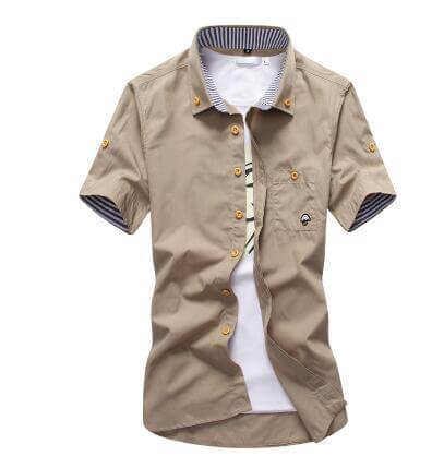 Embroidery Mens Shirts timeless classic navy blue textile detail emphasizing breathable and soft cotton texture fabrics