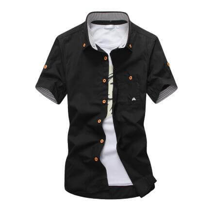 Embroidery Mens Shirts relaxed summer casual look matching seamlessly with structured casual city trousers
