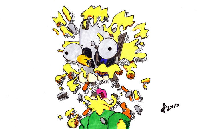 Exploding Bart Head - 11x17 Character Drawing