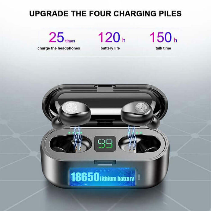 f9 tws v5.0 wireless bluetooth earphones with display digital screen