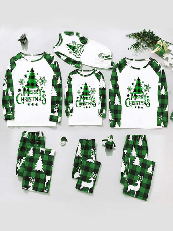 Family Matching Christmas Pajamas Plaid Holiday Set parent and kids outfit