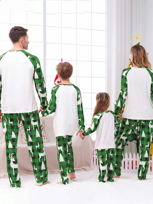 Family Matching Christmas Pajamas Plaid Holiday Set fabric texture close-up