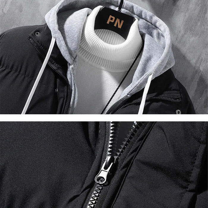 Fashion Hooded Jacket Men Winter Coat Thickened Sport blue stylish korean version