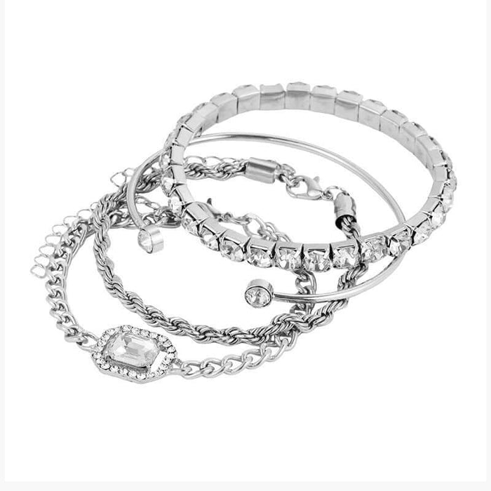 Fashion Jewelry 4 Pcs Crystal Bracelet Set Women open crystal cuff 16.5cm.