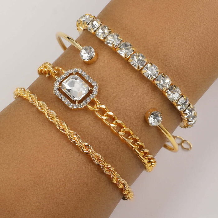 Fashion Jewelry 4 Pcs Crystal Bracelet Set Women total weight 25.76g.