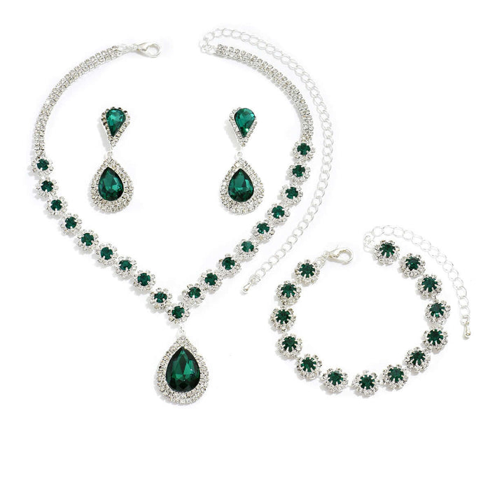 Fashion Jewelry Bridal Necklace Earring Bracelet white rhinestone jewelry.