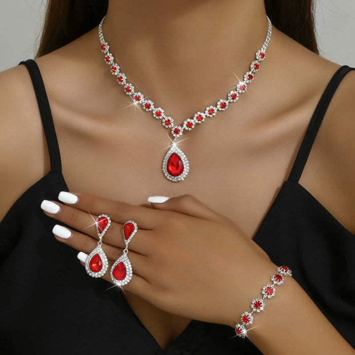 Fashion Jewelry Bridal Necklace Earring Bracelet holes green ornament.