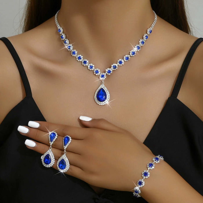 Fashion Jewelry Bridal Necklace Earring Bracelet electroplating rhinestone.