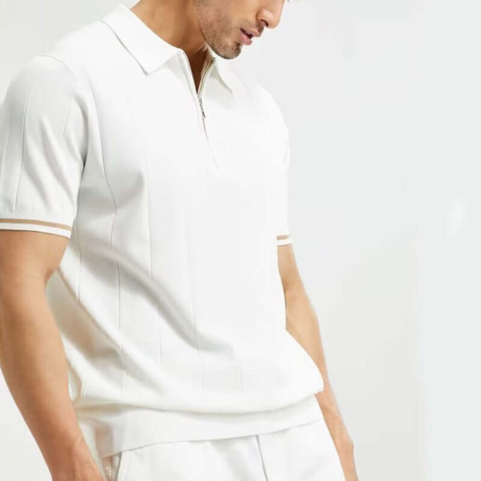 Fashion Short-sleeved Polo Shirt Summer Lapel Zipper Top summer men clothing