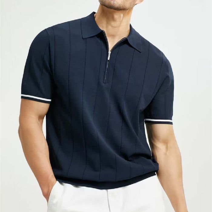 Fashion Short-sleeved Polo Shirt Summer Lapel Zipper Top stylish unique design