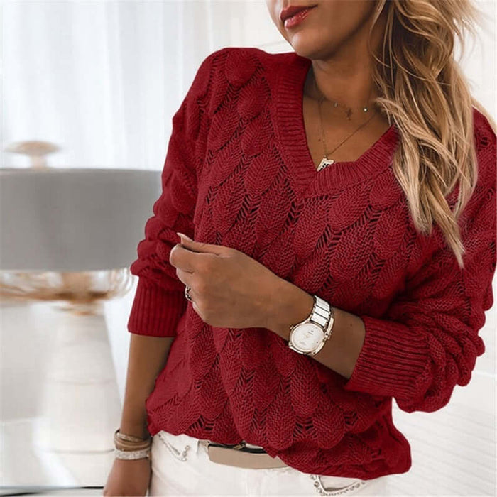 Feather Hollow Knit Sweater polyester fabric texture.