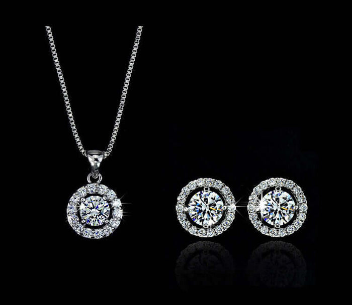 Floral Alloy Jewelry Set Necklace and Earrings alloy shine finish