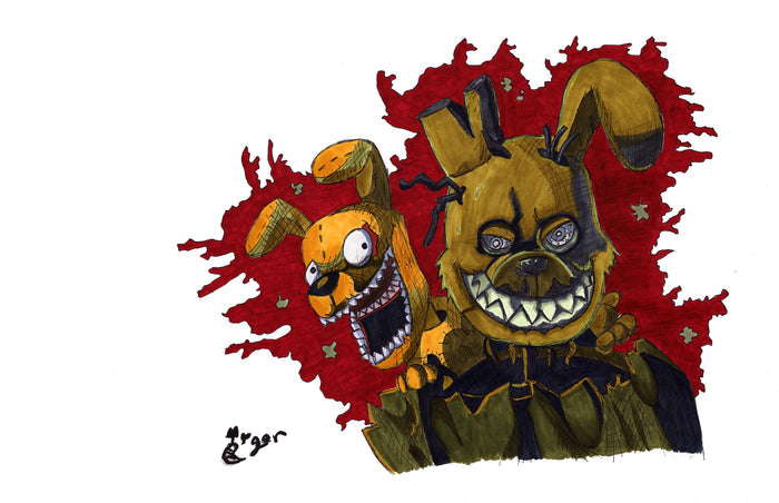FNAF - Springtrap and Springlock 11x17 Character Drawing