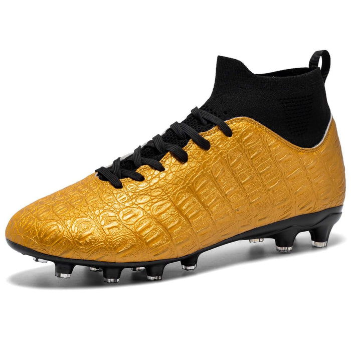 Football Mens High Top Shoes fluorescent green training boots.