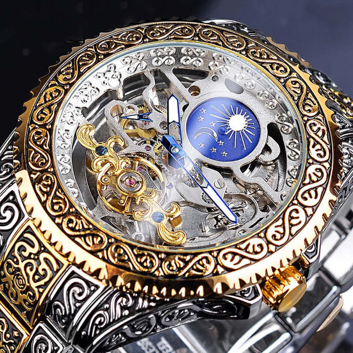 Forsining Skeleton Carved Tourbillon Mens Watch automatic self wind.