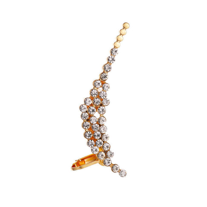Full Crystal Butterfly Flower Single Ear Clip Cuff non piercing cartilage ear wrap jewelry design for women