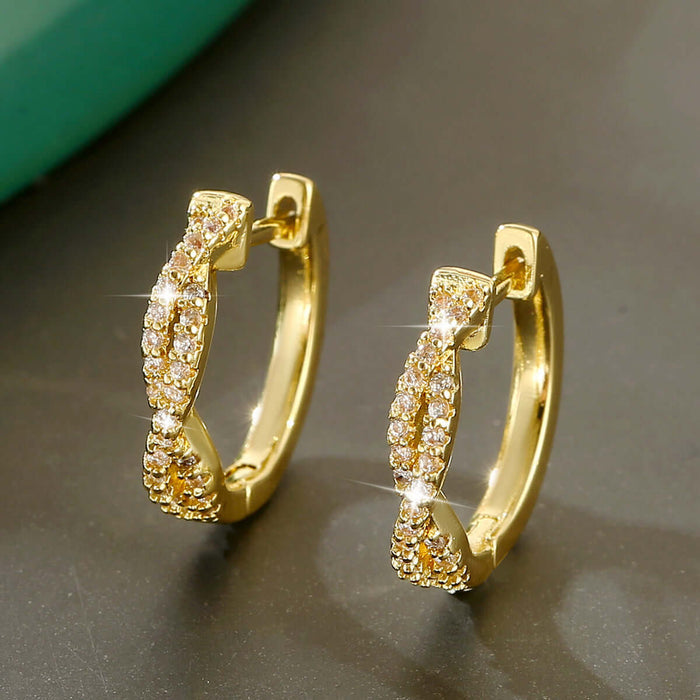 Geometric Braided Copper Hoops Luxury Gold Silver Earrings with shimmering detailing.