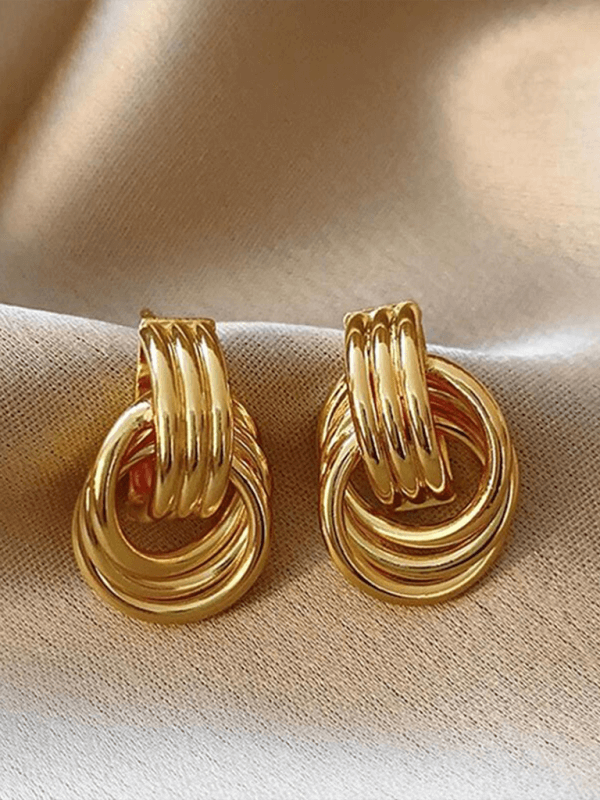 Geometric Multi Layer Hoop Earrings Stylish Women Fashion on display