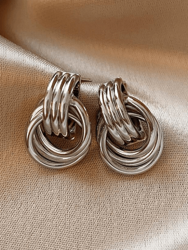 Geometric Multi Layer Hoop Earrings Stylish Women Fashion model wear