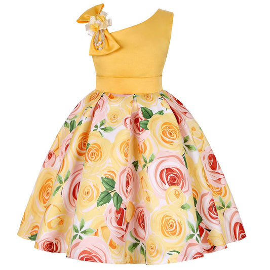 Girls Digital Print Princess Summer Blended Dress verified standard size parameters categorized by target age rows