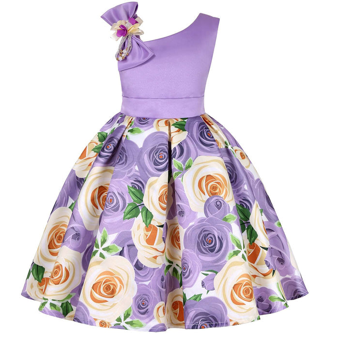 Girls Digital Print Princess Summer Blended Dress beautiful bold red digital print sleeveless cotton blended dress design
