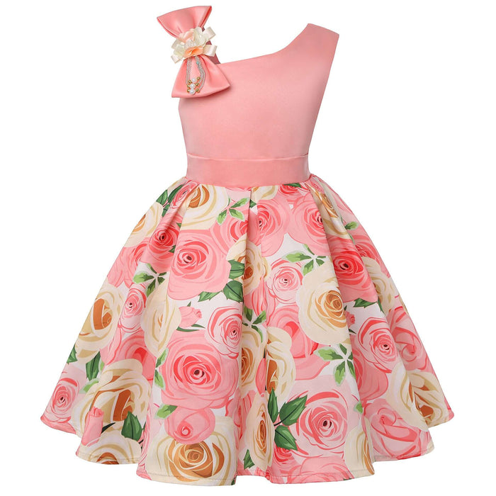 Girls Digital Print Princess Summer Blended Dress classic ocean blue high definition premium graphic printed toddler dress
