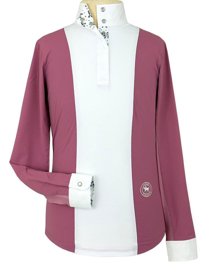 Girls "Luna II" Dark Pink with Unicorns Long Sleeve Show Shirt