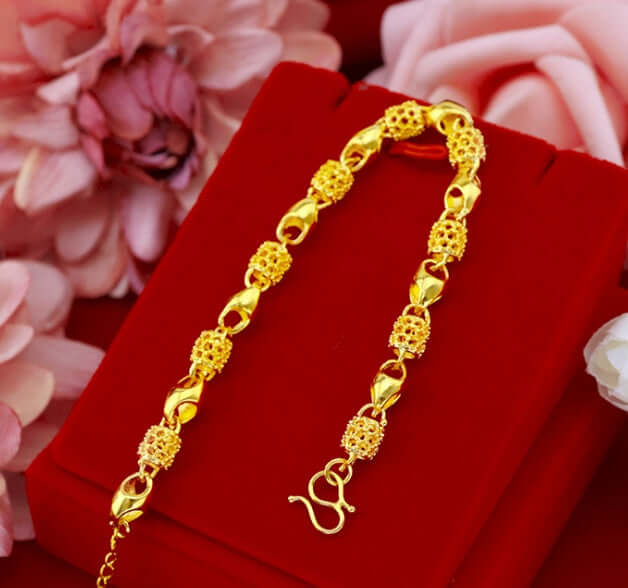 Gold Plated Brass Bracelet Elegant Jewelry close up detail
