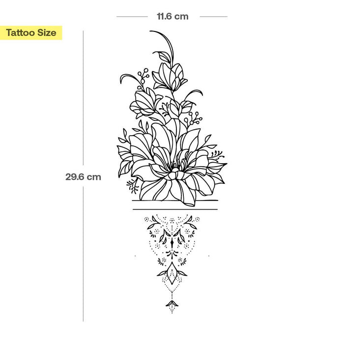 Große Blüten mit Ornamenten Tattoo