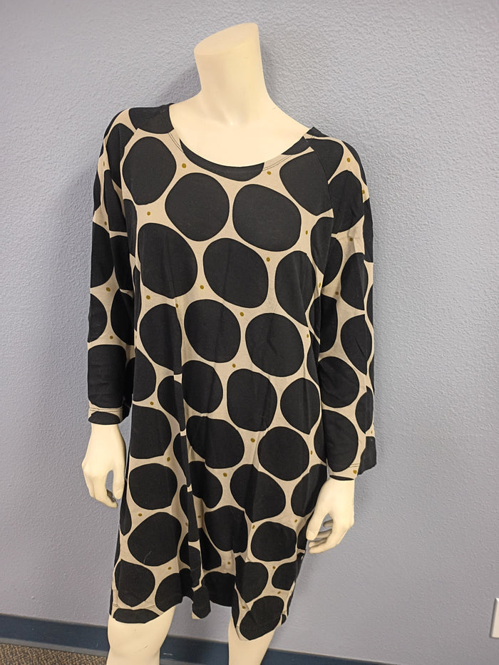 Gudrun Sjoden Black & White Polka Dot Tunic Dress L